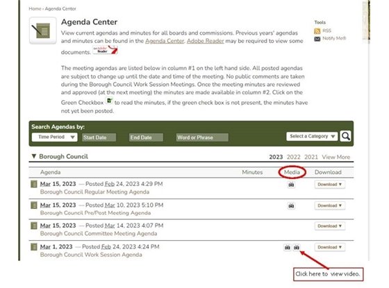 agenda center - video link